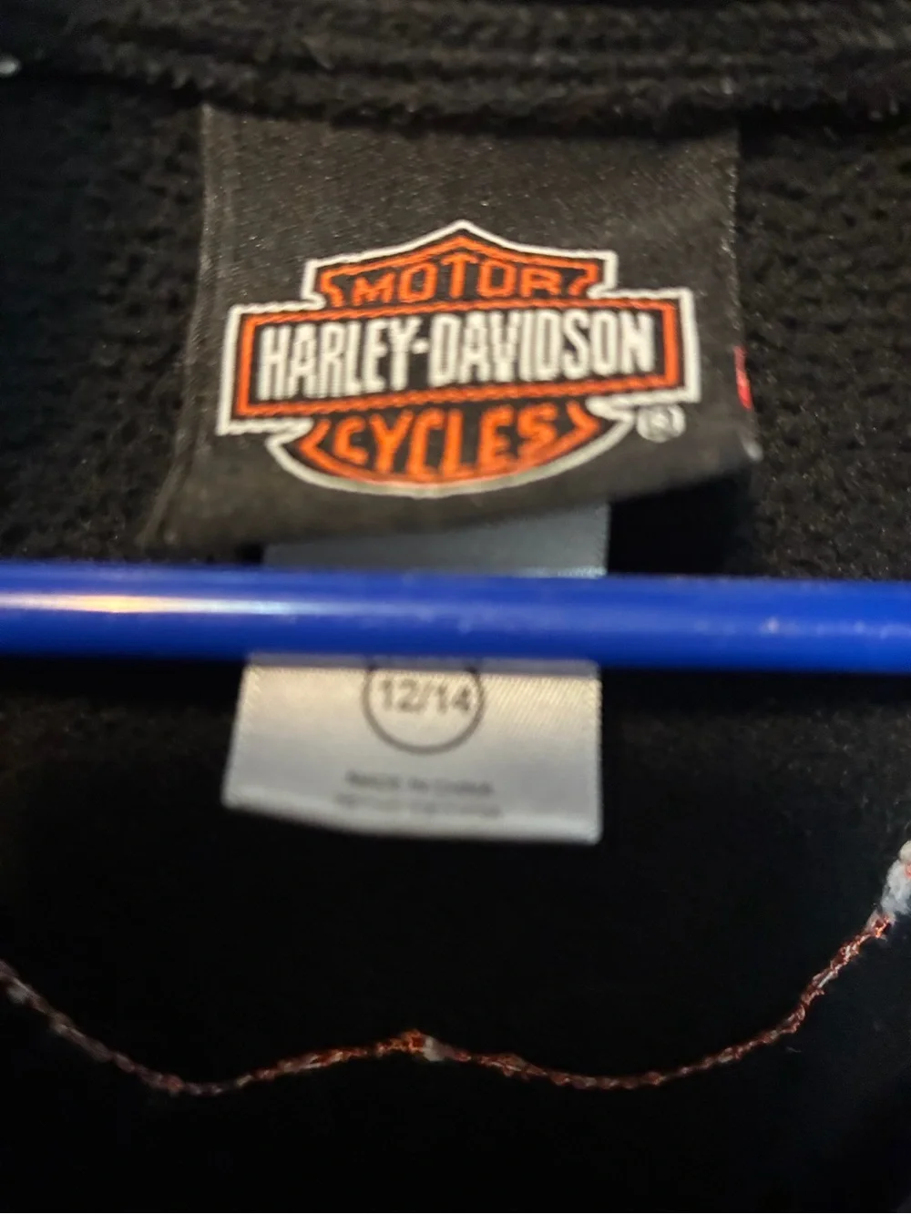 Harley-Davidson Black Fleece Pullover Jacket Size 12/14 Holographic Patch